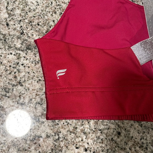 Fabletics Paige Low Impact Red/Silver Sports Bra - Picture 7 of 12